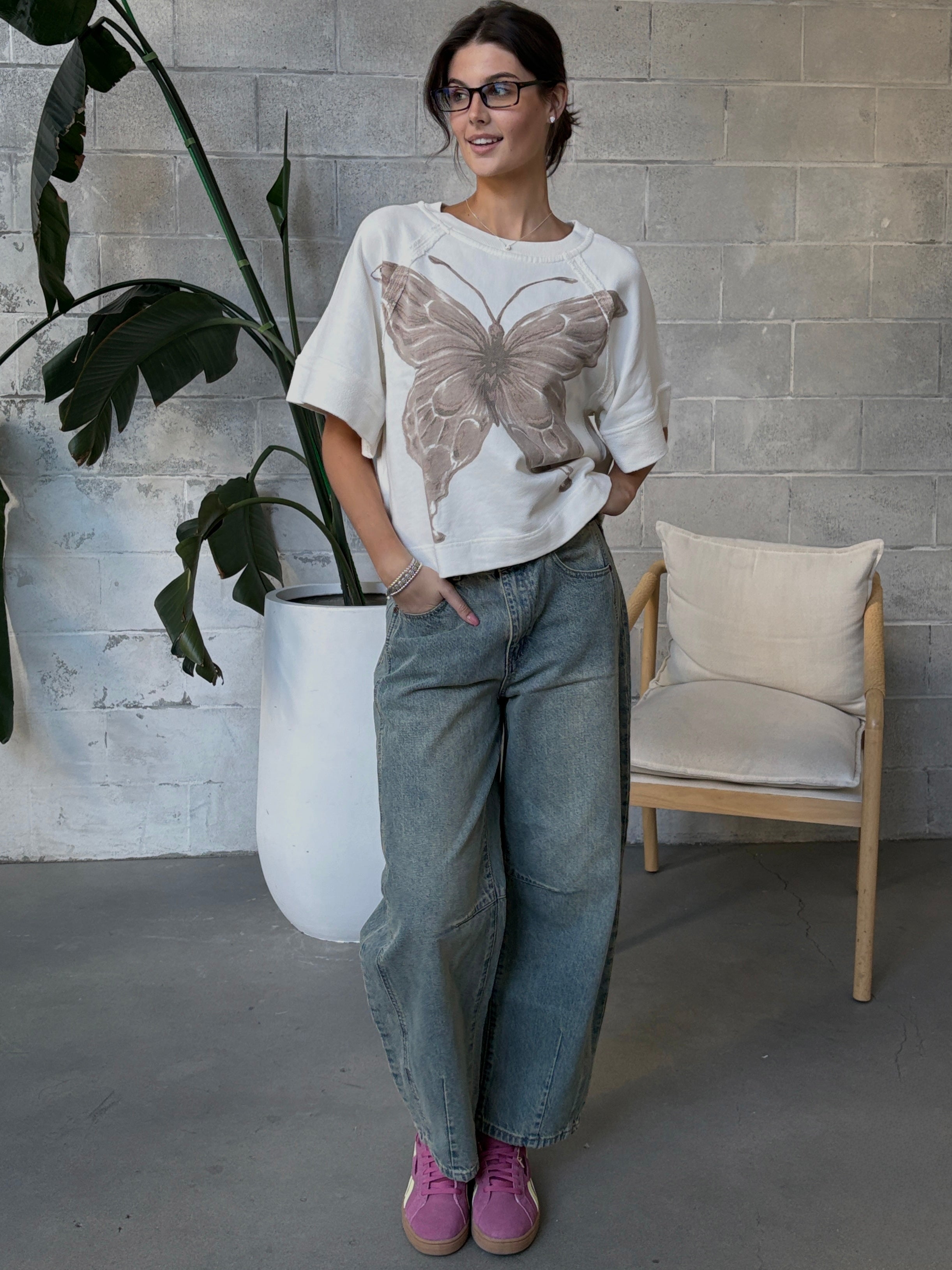 FREE PEOPLE Dahlia Short Sleeve Pullover