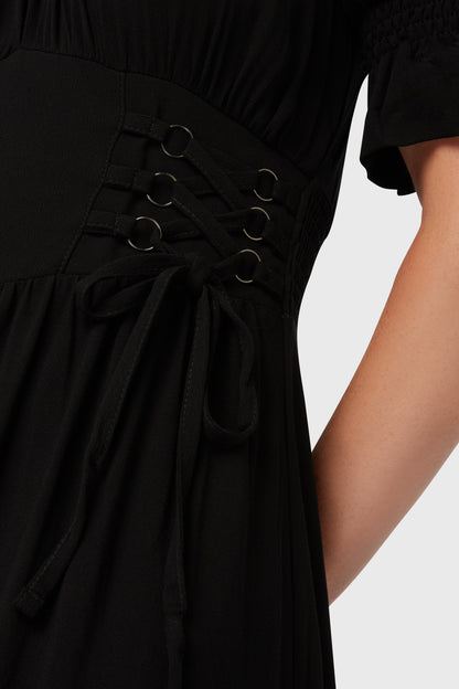 Jocasta Maxi Dress Short Sleeve [BLACK]
