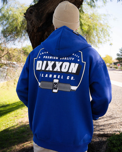 Black & White Grille Zip Up Hoodie - Blue