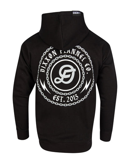 Gray & White Linked Zip Up Hoodie - Black