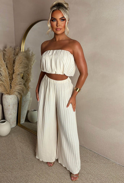 Hearts Delight Cream Plisse Trouser Co-Ord