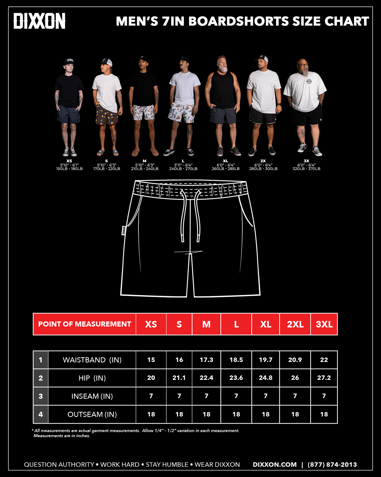 Black & White 7" Boardshorts
