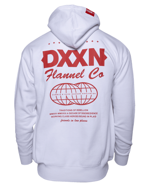 Red Tech Zip Up Hoodie - White
