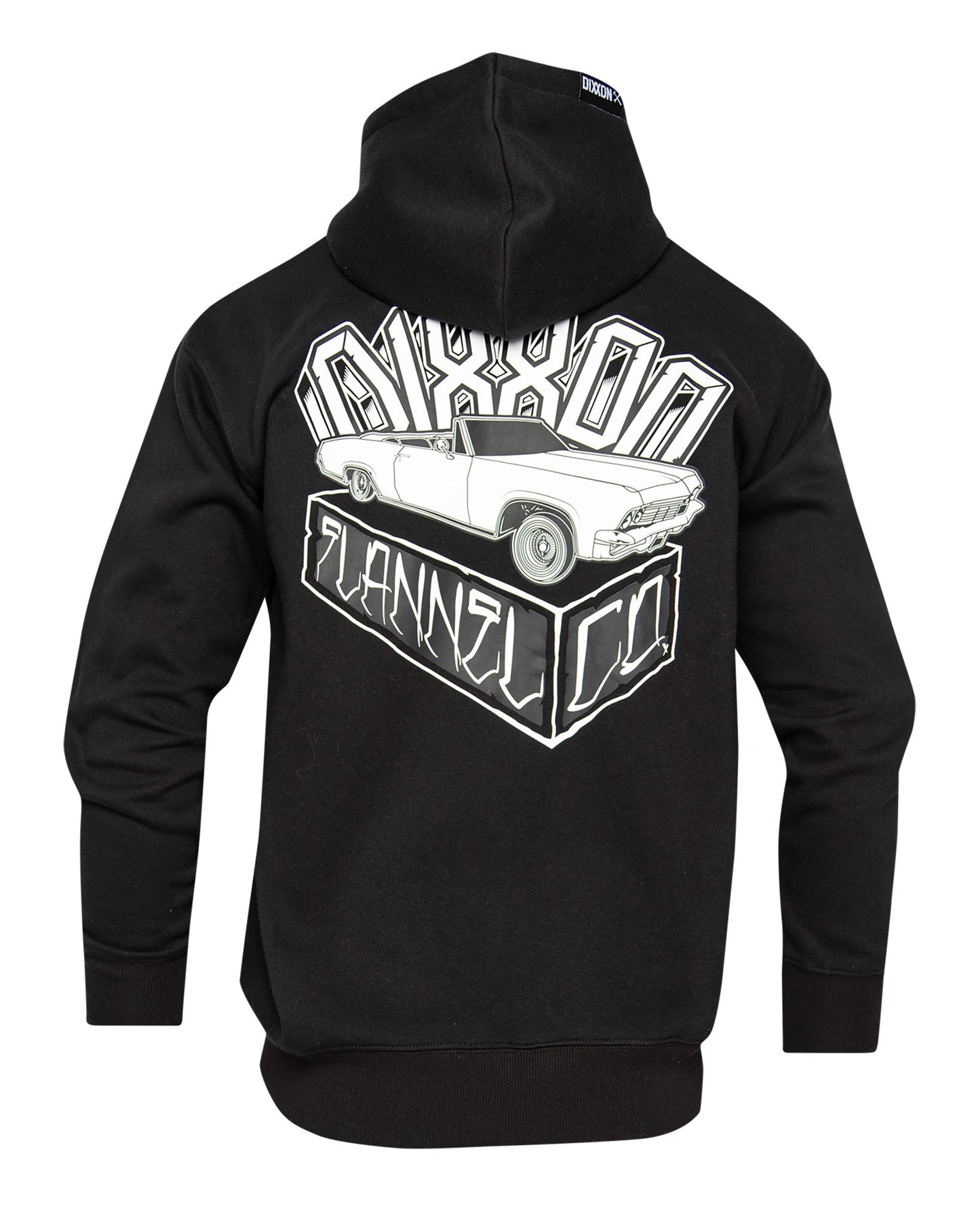 White Block Zip Up Hoodie - Black