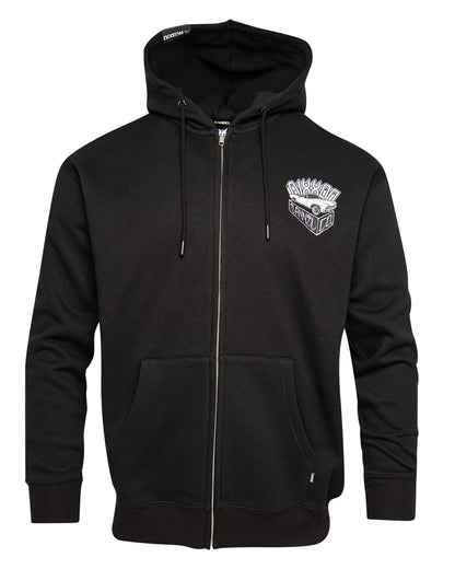 White Block Zip Up Hoodie - Black
