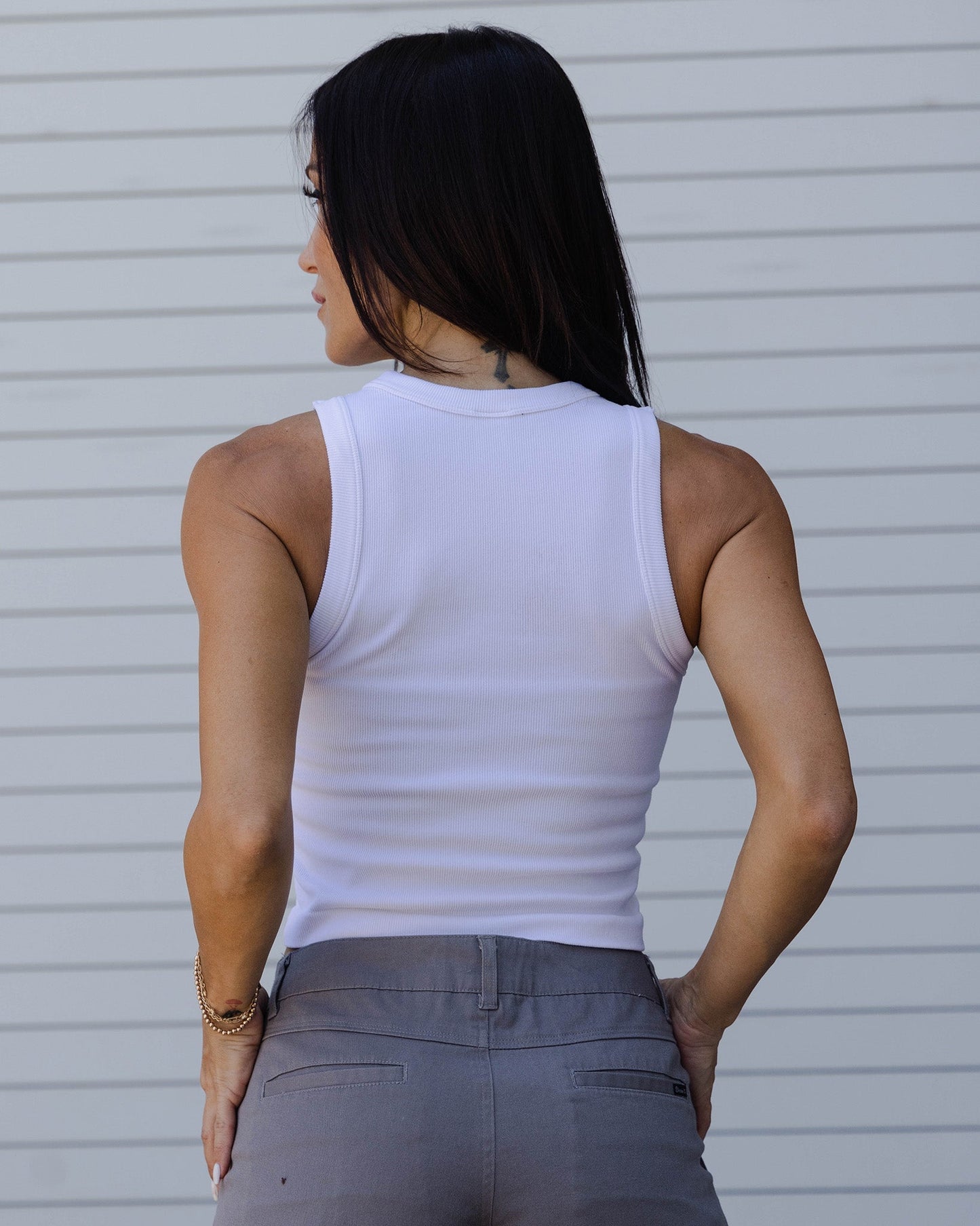 Women's Ribbed Tank - White - One Size